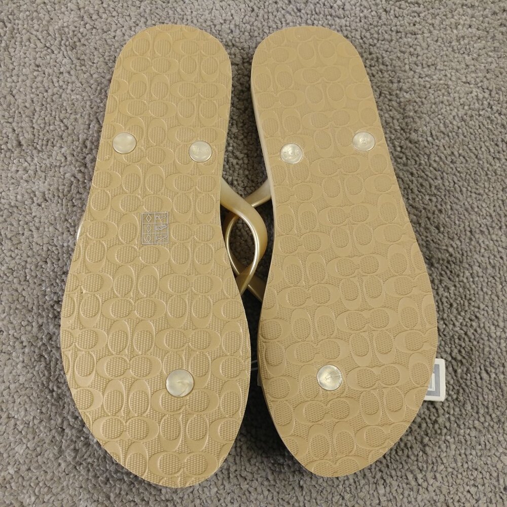 Coach COH Thong Flip Flop Sandals Womens 10 B Shoes Light Gold - Picture 5 of 8